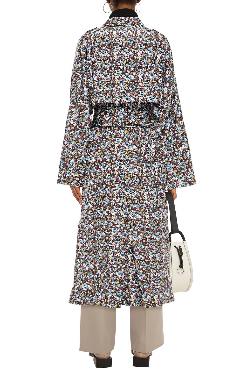 VICTORIA BECKHAM Belted floral-print shell trench coat