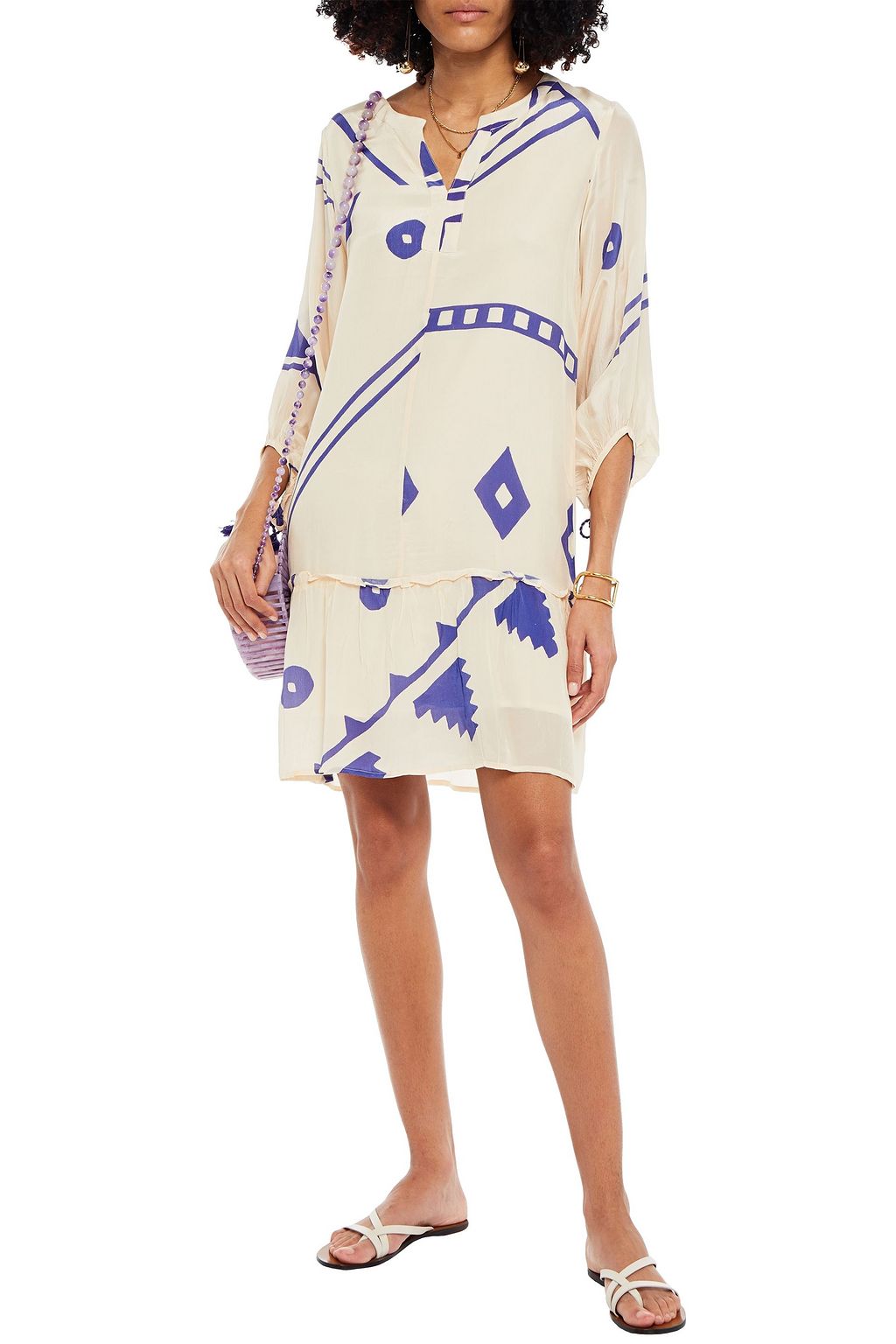 SUMMERY COPENHAGEN Joan gathered printed crepe de chine dress