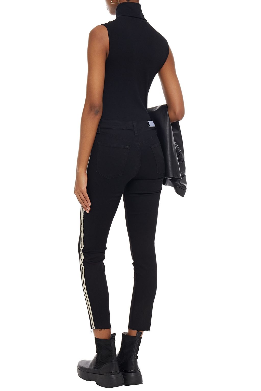 J BRAND Alana striped mid-rise skinny jeans