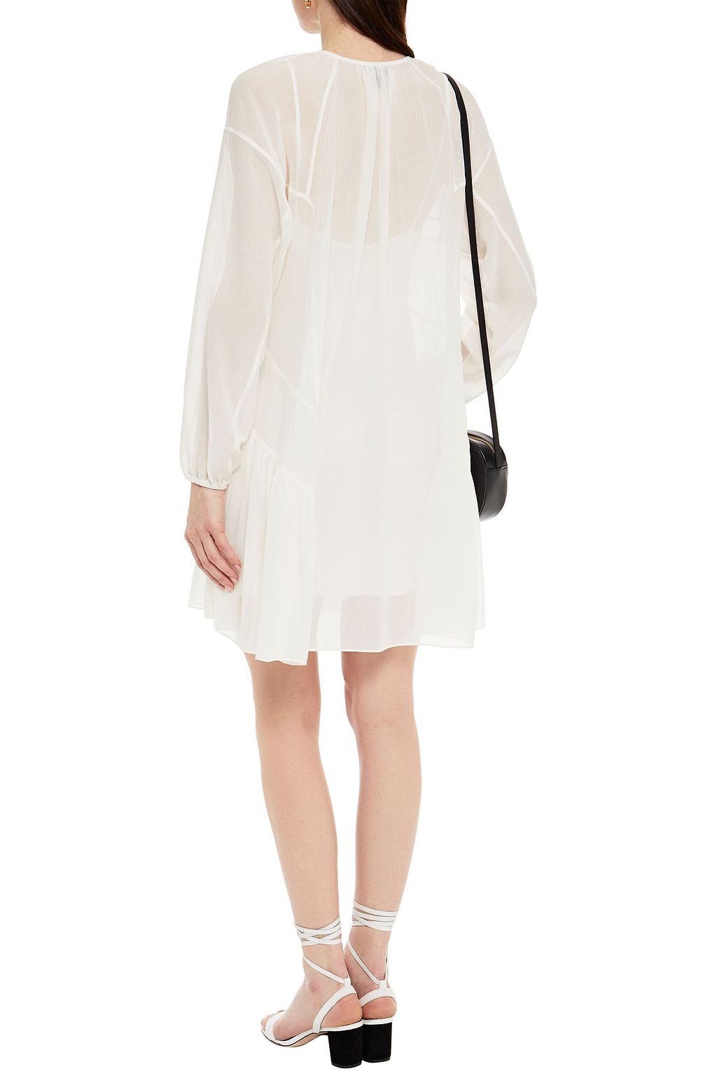 RAG & BONE Crinkled gathered silk and cotton-blend gauze mini dress