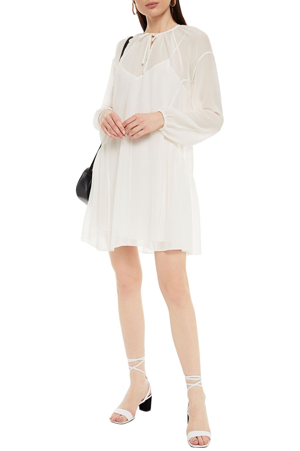 RAG & BONE Crinkled gathered silk and cotton-blend gauze mini dress