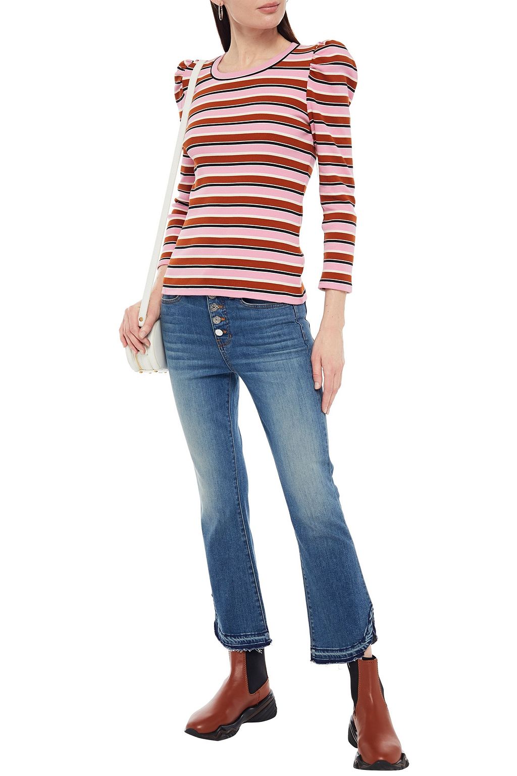 VERONICA BEARD Carolyn faded high-rise bootcut jeans