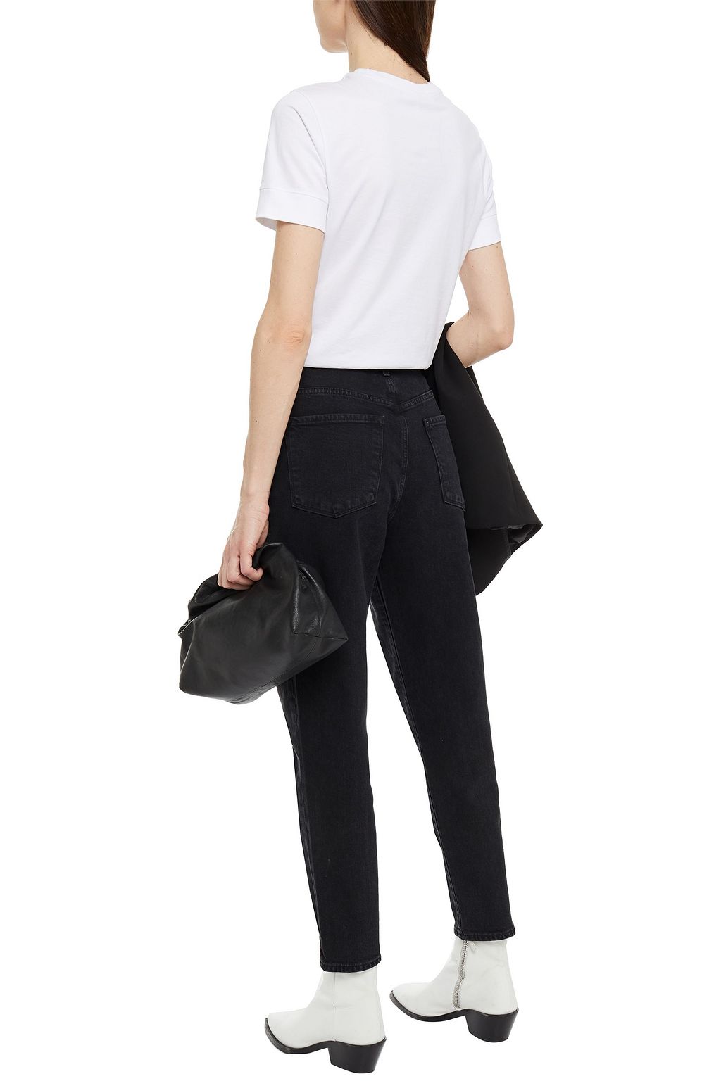J BRAND Pleated high-rise tapered jeans