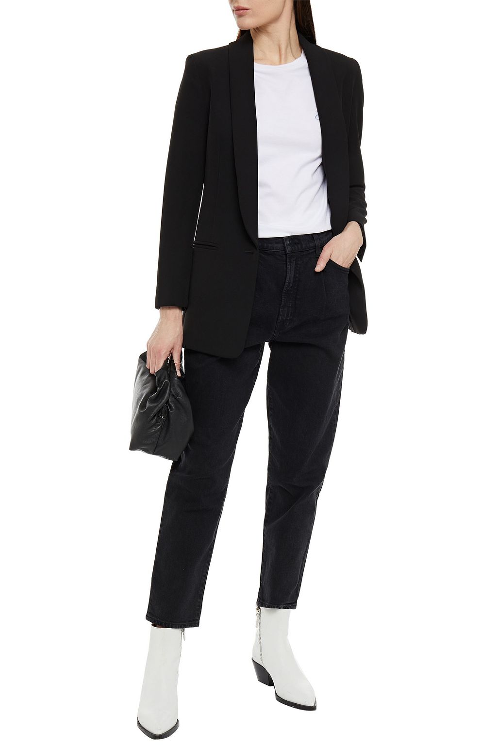 J BRAND Pleated high-rise tapered jeans