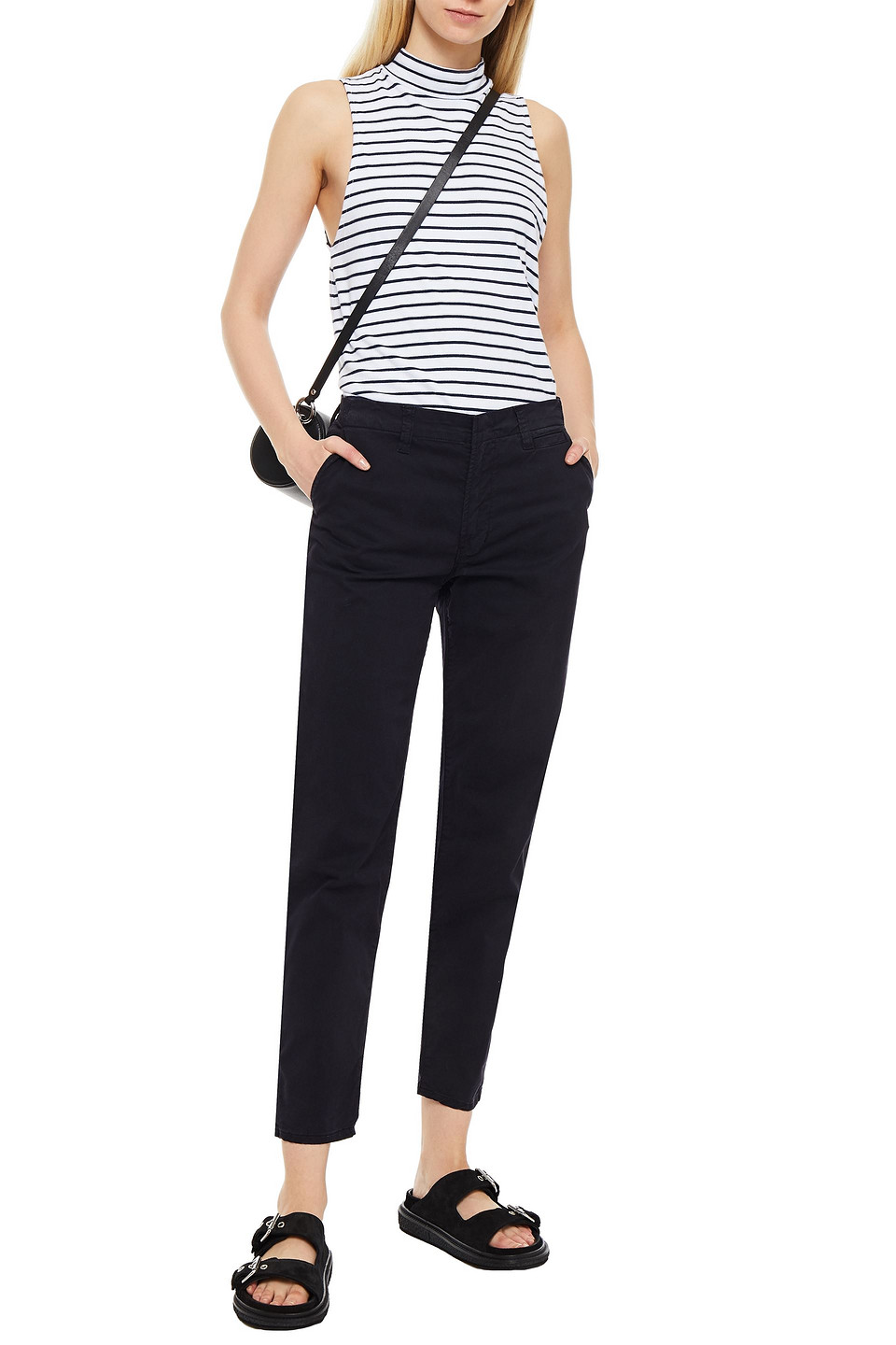 J Brand Ollie Stretch-cotton Twill Slim-leg Trousers In Navy