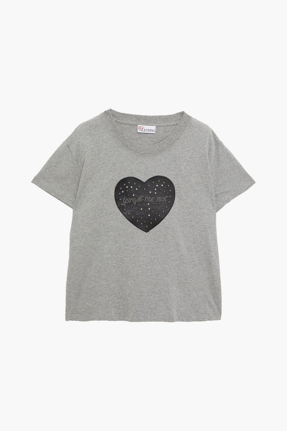 Redvalentino Woman Embellished Mélange Cotton-jersey T-shirt Gray Size L