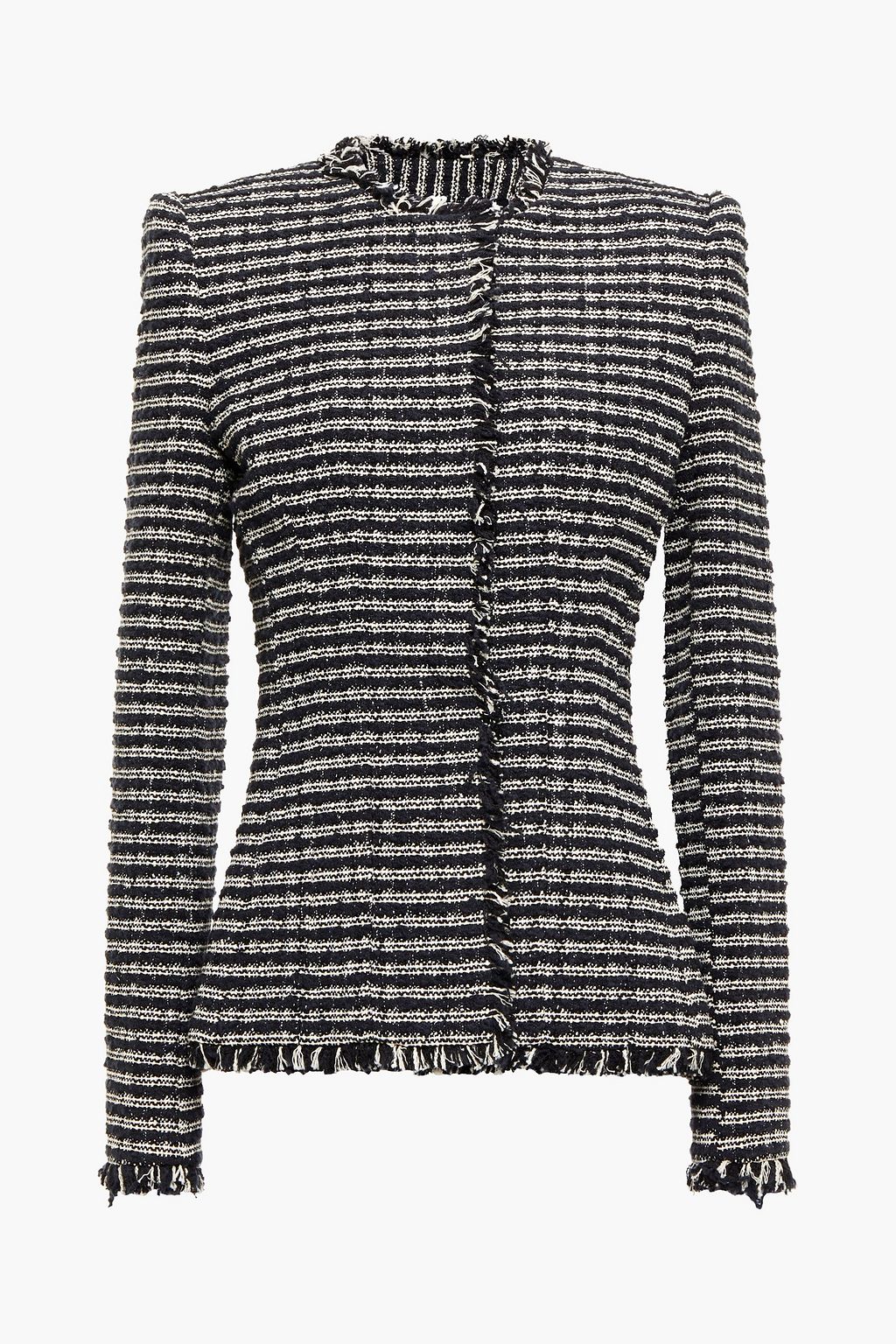 Black Frayed cotton-blend bouclé-tweed jacket | Sale up to 70% off ...