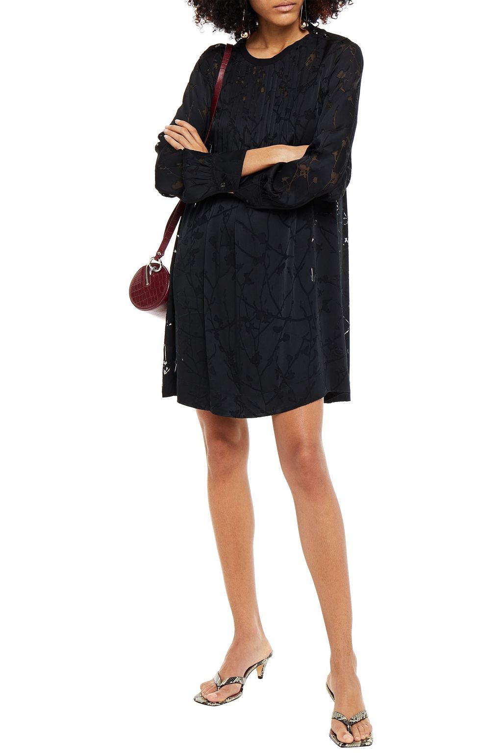 RAG & BONE Rubie pleated burnout satin-twill mini dress