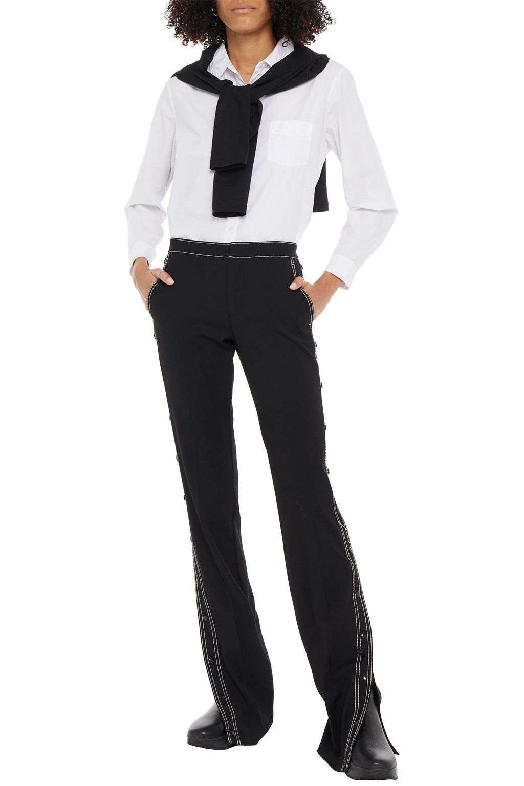REDVALENTINO Snap-detailed stretch-twill slim-leg pants