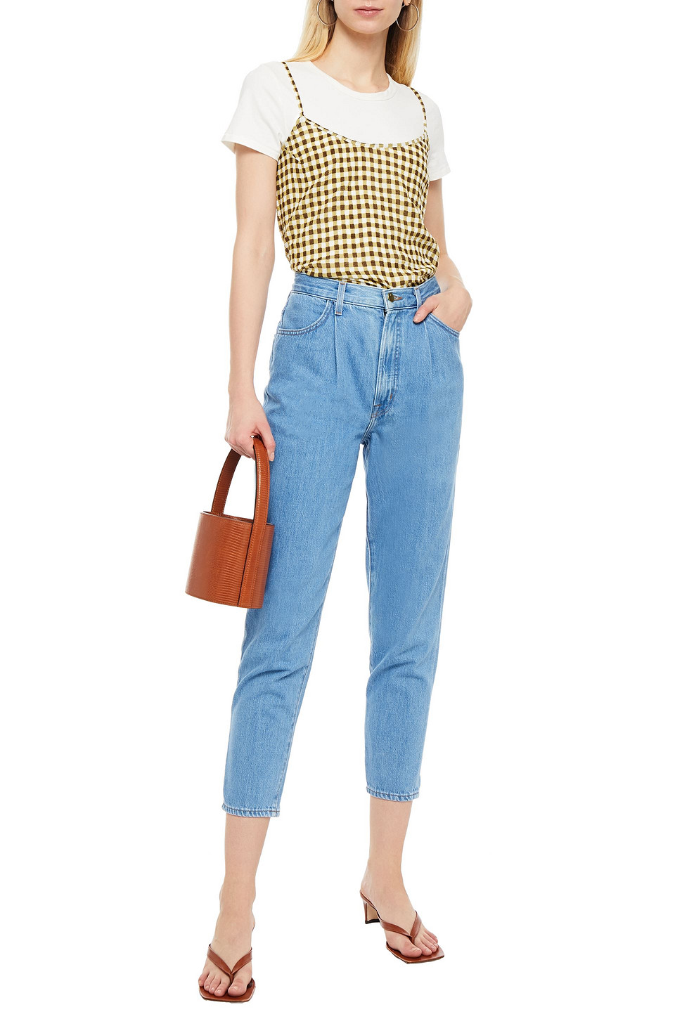 J Brand Cropped Pleated Faded Boyfriend 