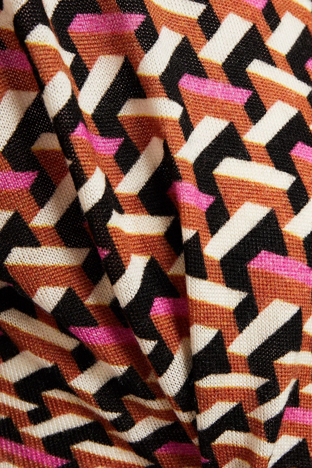 DIANE VON FURSTENBERG Silver printed merino wool wrap cardigan