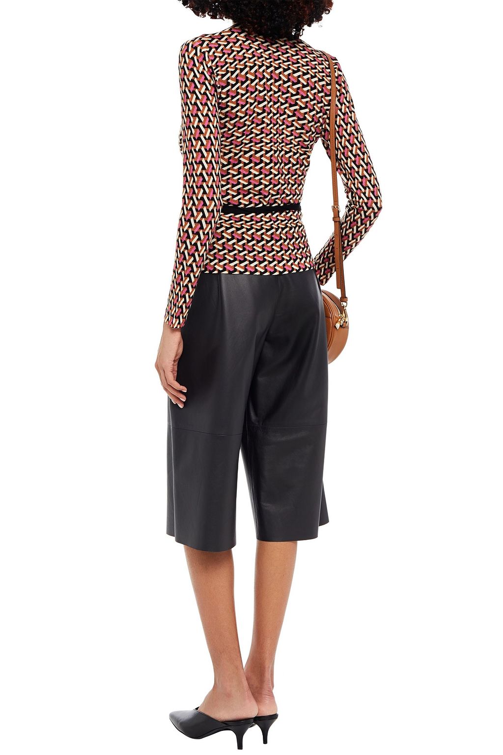 DIANE VON FURSTENBERG Silver printed merino wool wrap cardigan