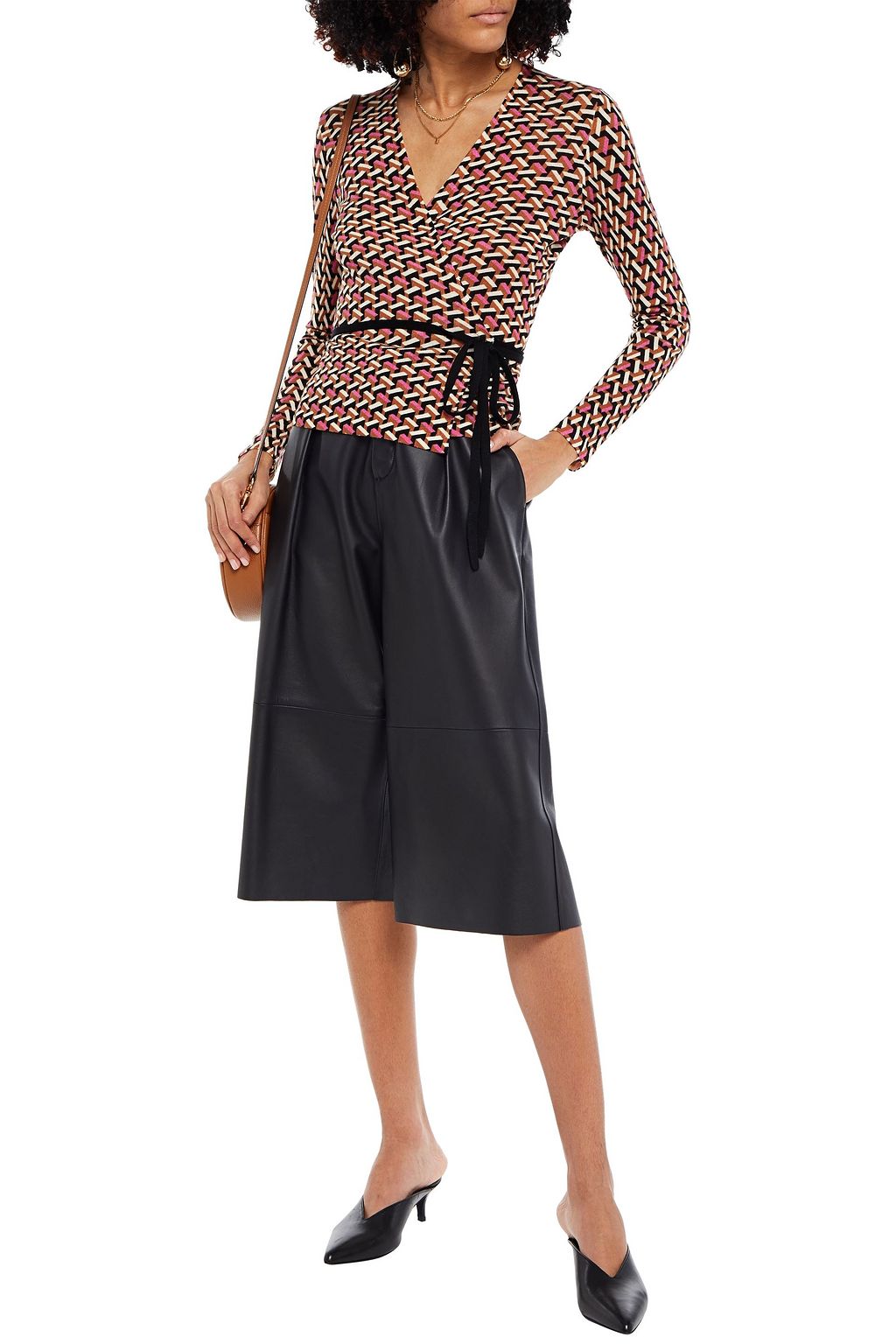 DIANE VON FURSTENBERG Silver printed merino wool wrap cardigan