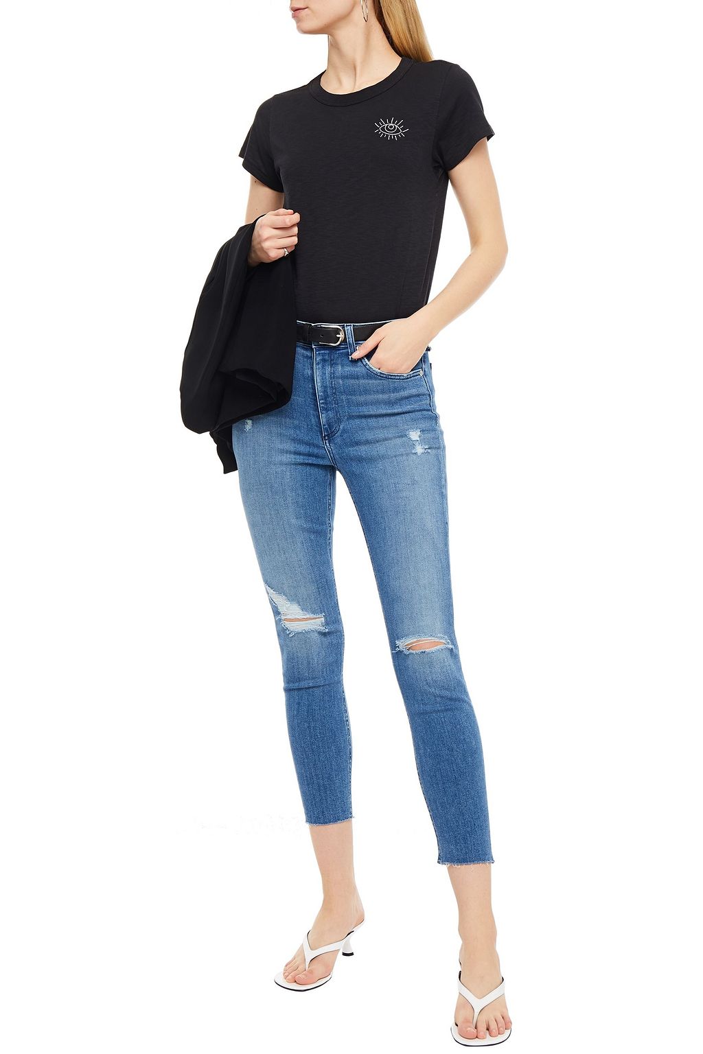 RAG & BONE Nina cropped distressed high-rise skinny jeans