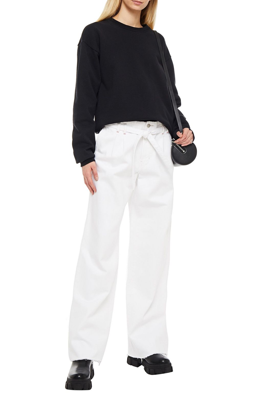 J BRAND Belted high-rise wide-leg jeans