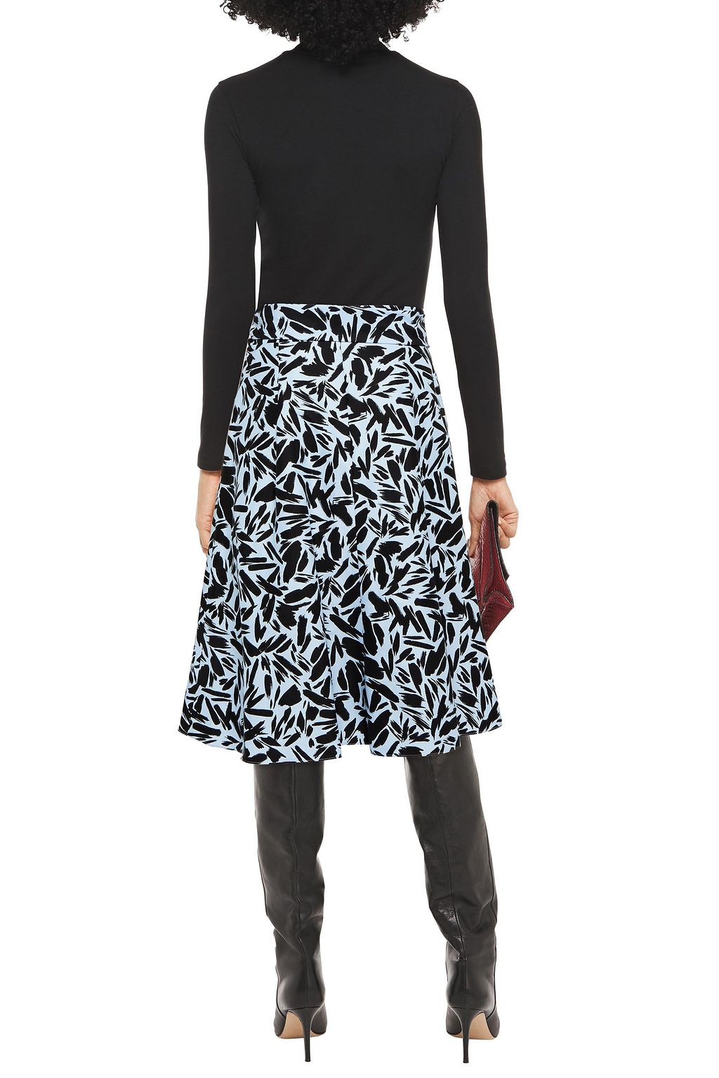 VERONICA BEARD Avi printed cotton and silk-blend faille midi skirt