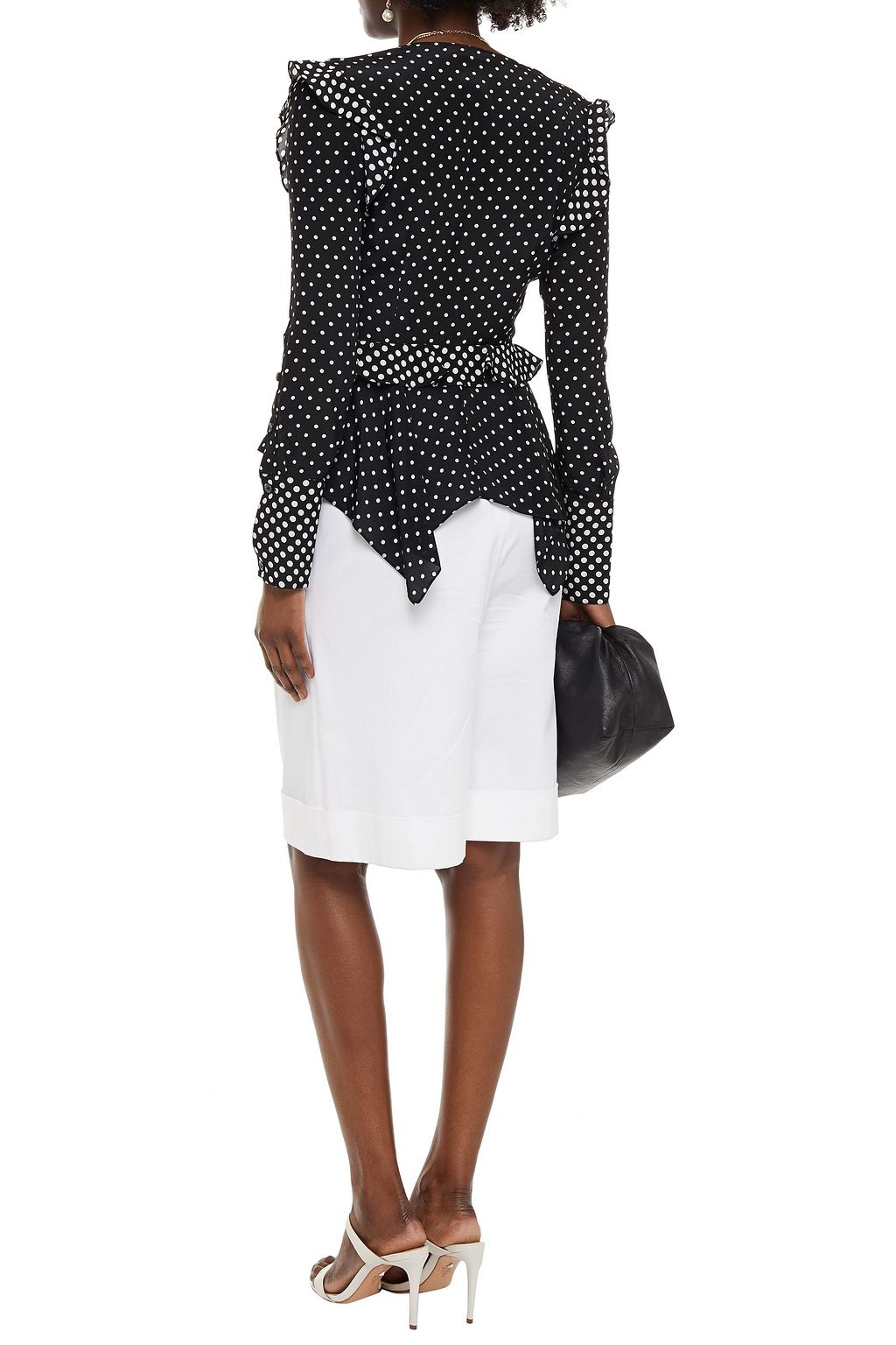 ALTUZARRA Ruffle-trimmed polka-dot silk crepe de chine top