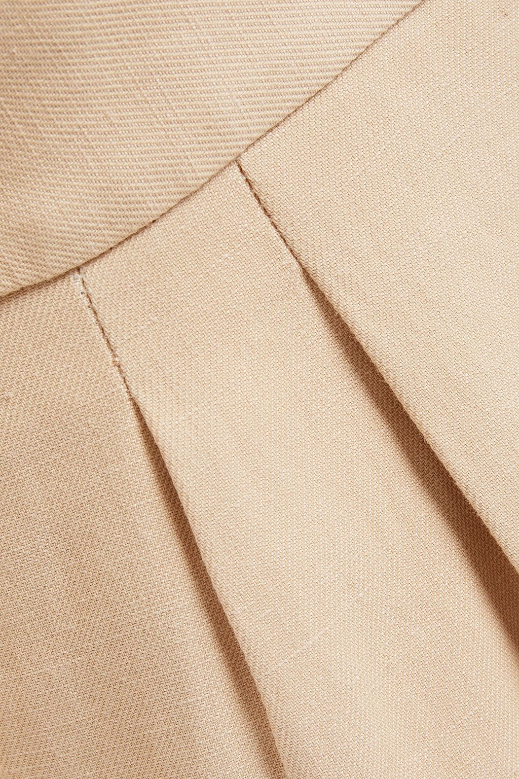 SANDRO Uno pleated cotton and linen-blend twill jumpsuit