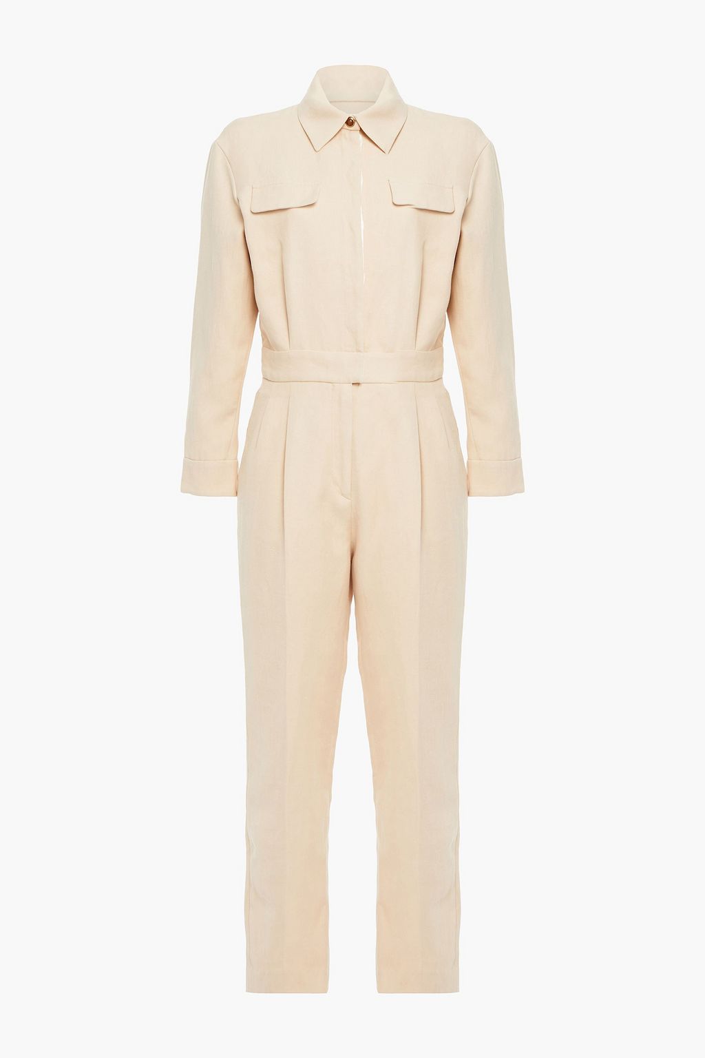 SANDRO Uno pleated cotton and linen-blend twill jumpsuit | THE OUTNET