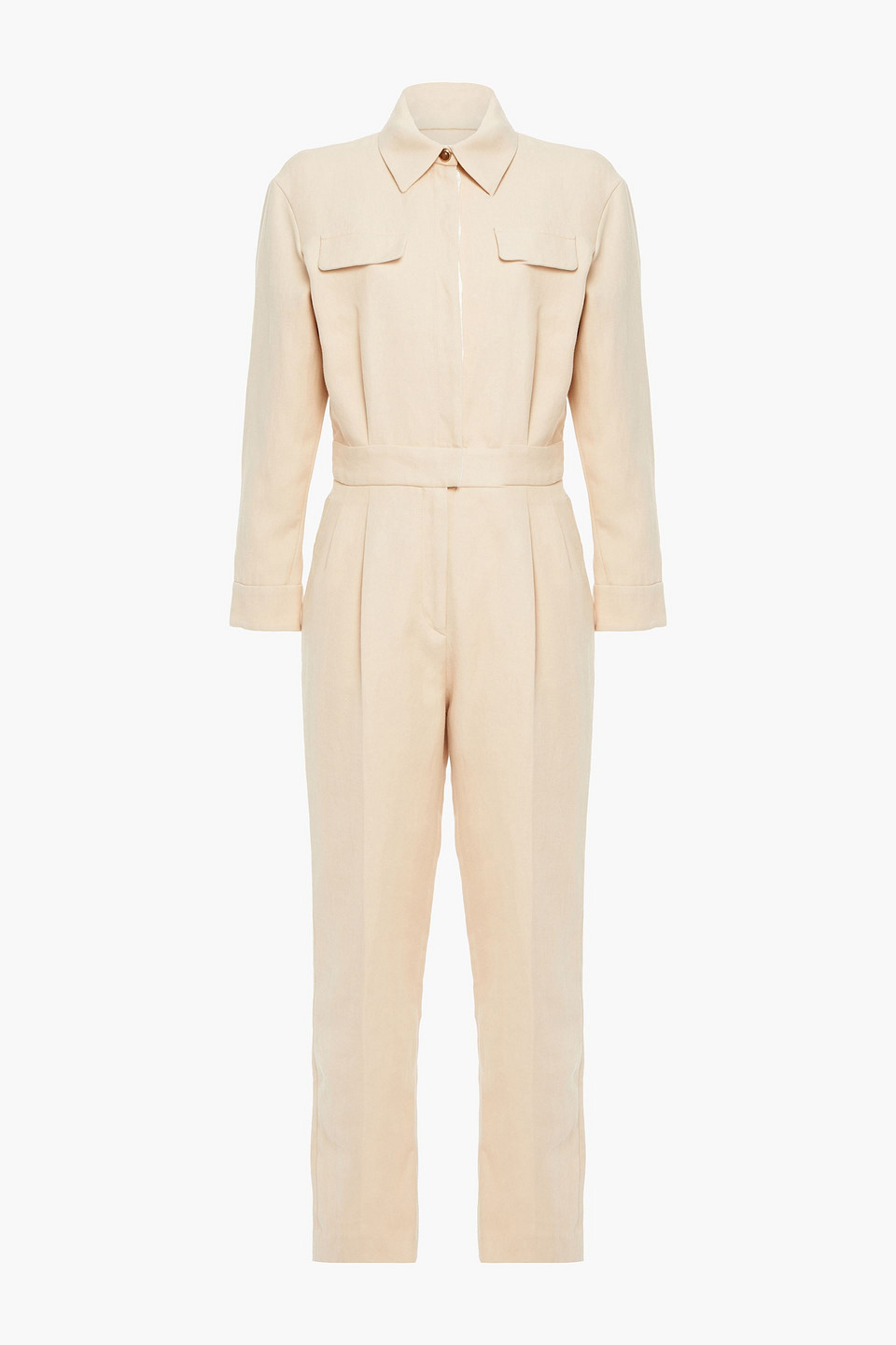 Uno pleated cotton and linen-blend twill jumpsuit