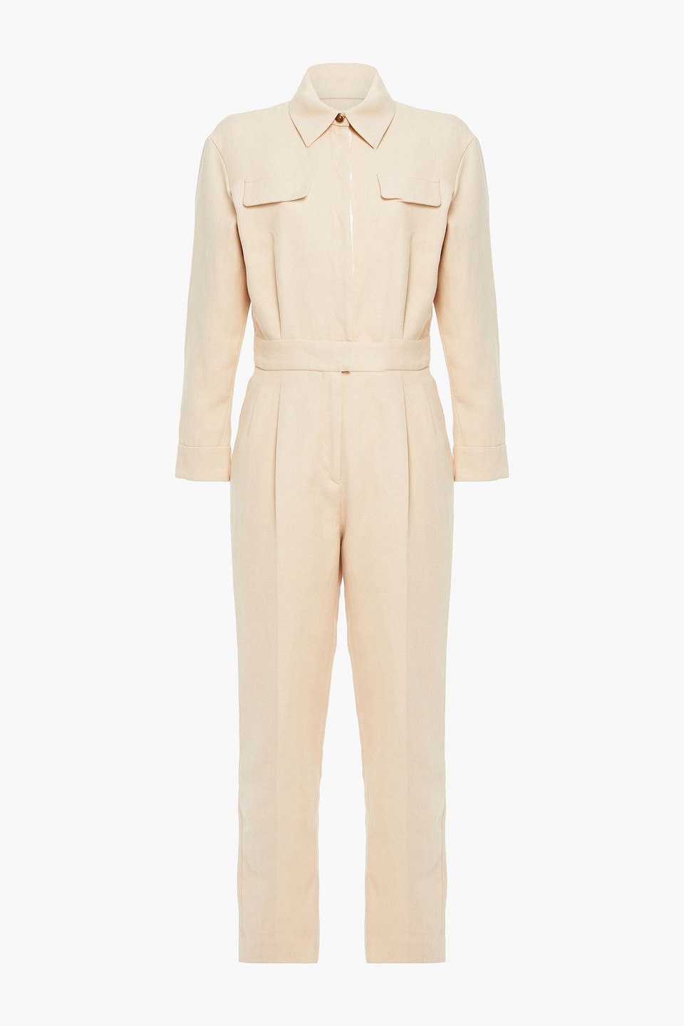 Uno pleated cotton and linen-blend twill jumpsuit