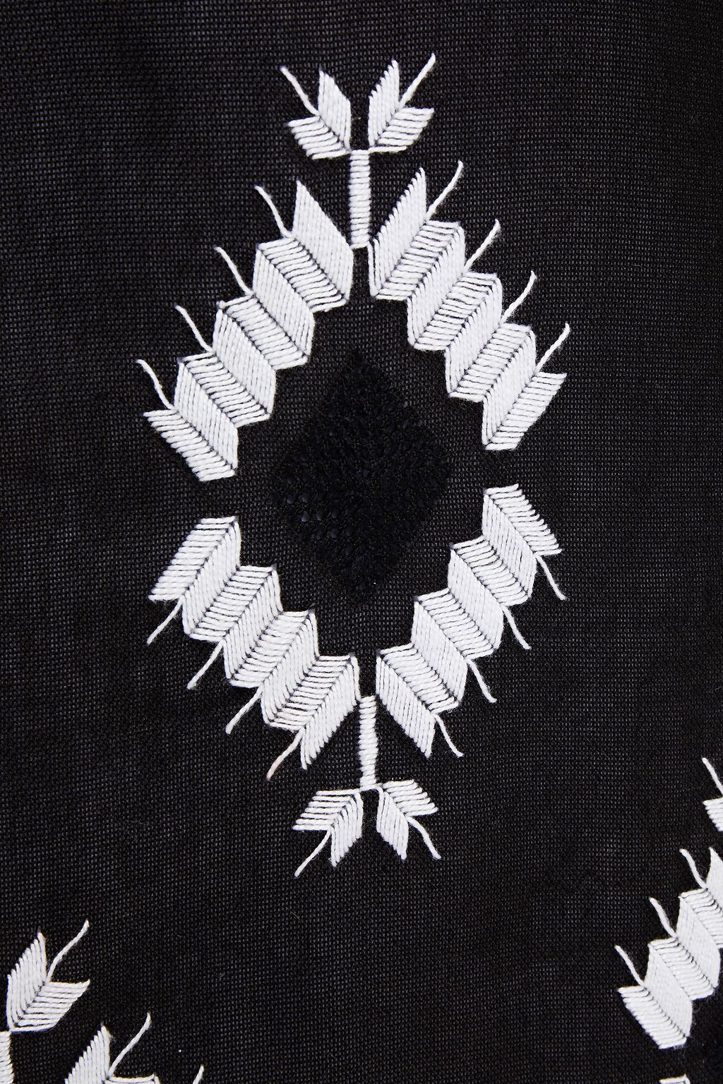 RUE MARISCAL Embroidered gathered cotton mini dress