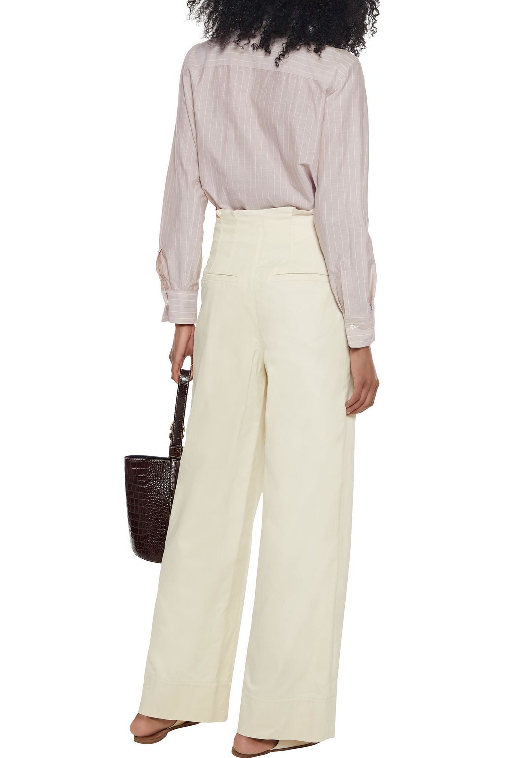 BRUNELLO CUCINELLI Pleated cotton-blend twill wide-leg pants