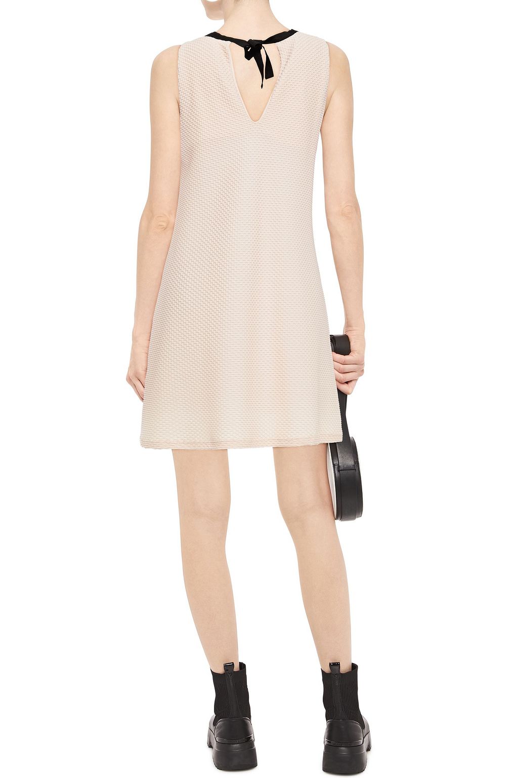 FISICO Metallic textured crepe mini dress