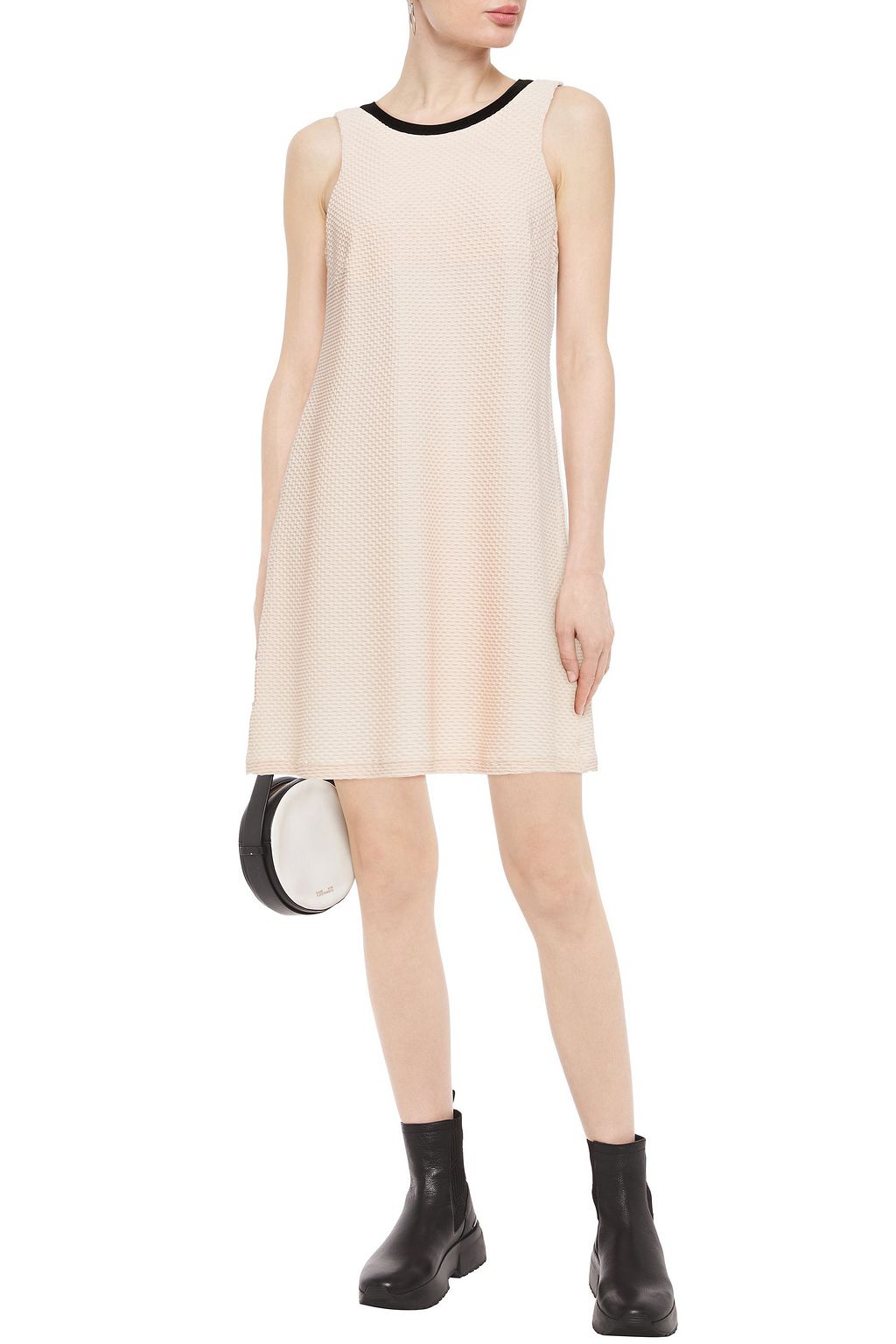 FISICO Metallic textured crepe mini dress