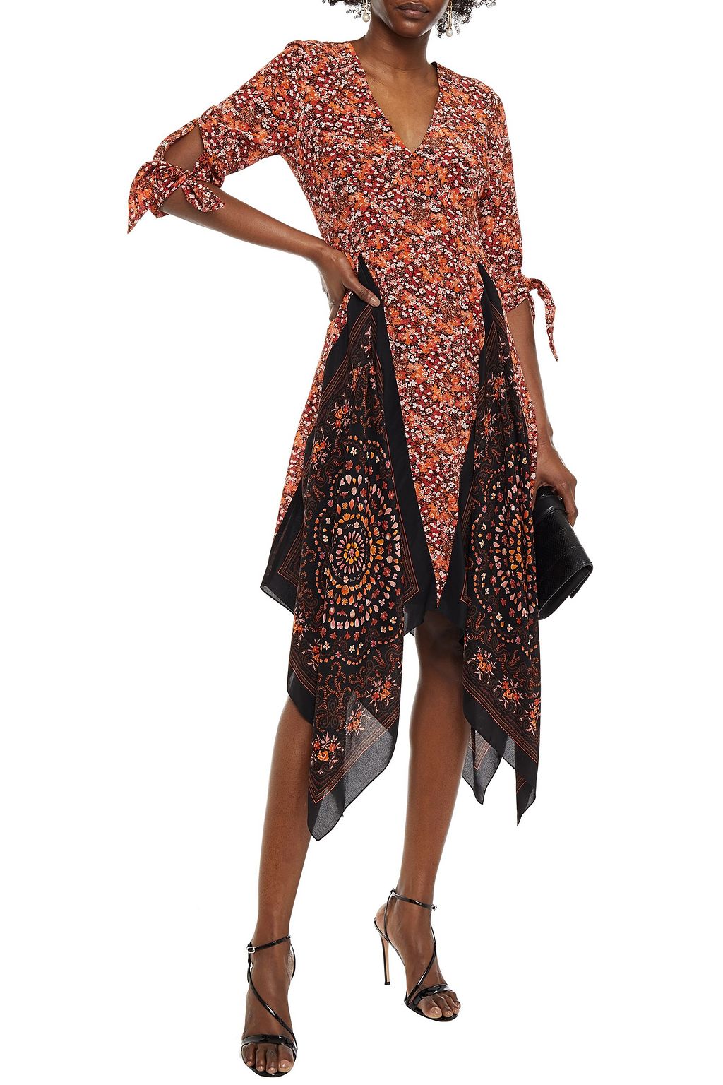 ALTUZARRA Asymmetric printed silk crepe de chine dress