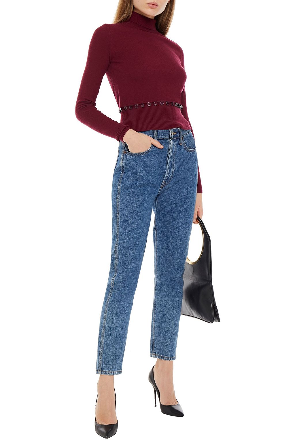MCQUEEN Button-embellished wool turtleneck sweater