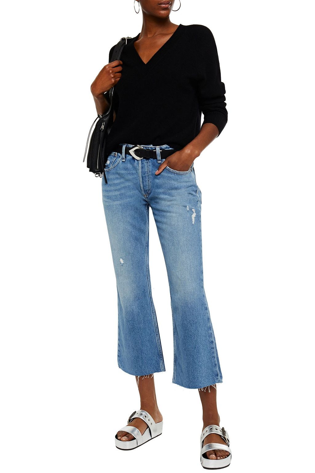 RAG & BONE Rosa distressed mid-rise kick-flare jeans