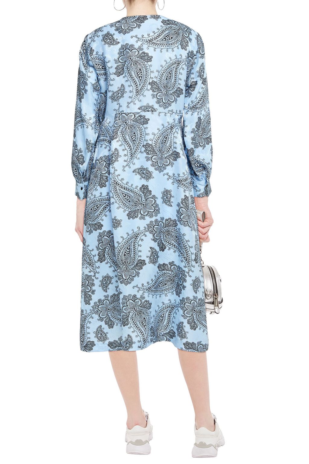 SANDRO Beane printed satin-jacquard midi dress