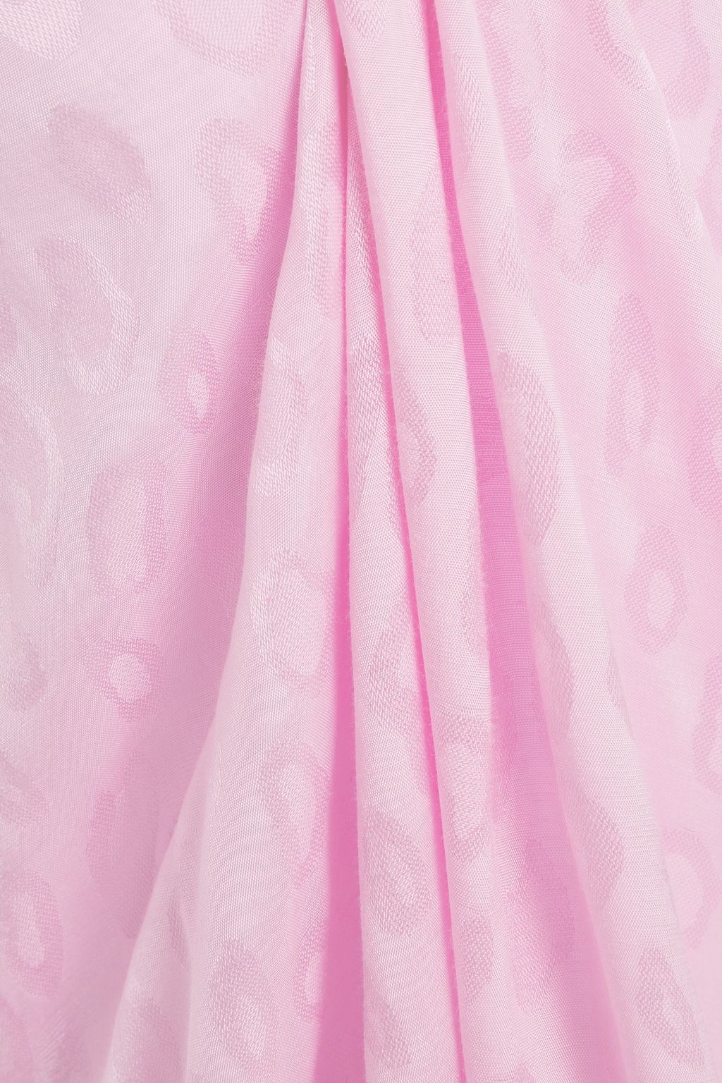 SUMMERY COPENHAGEN Gathered ruffle-trimmed leopard-jacquard maxi dress