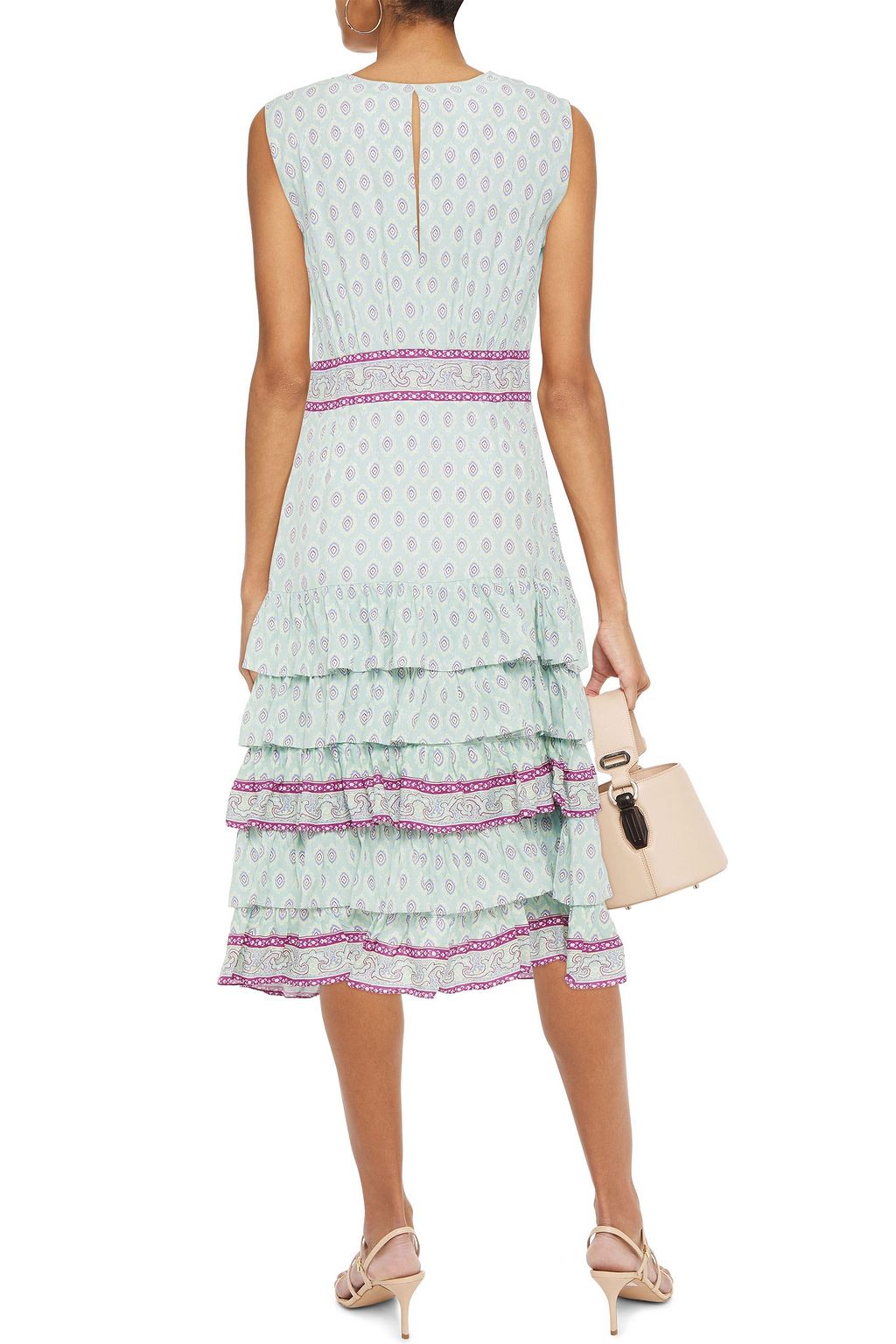 SANDRO Jarn ruffled printed jacquard midi dress
