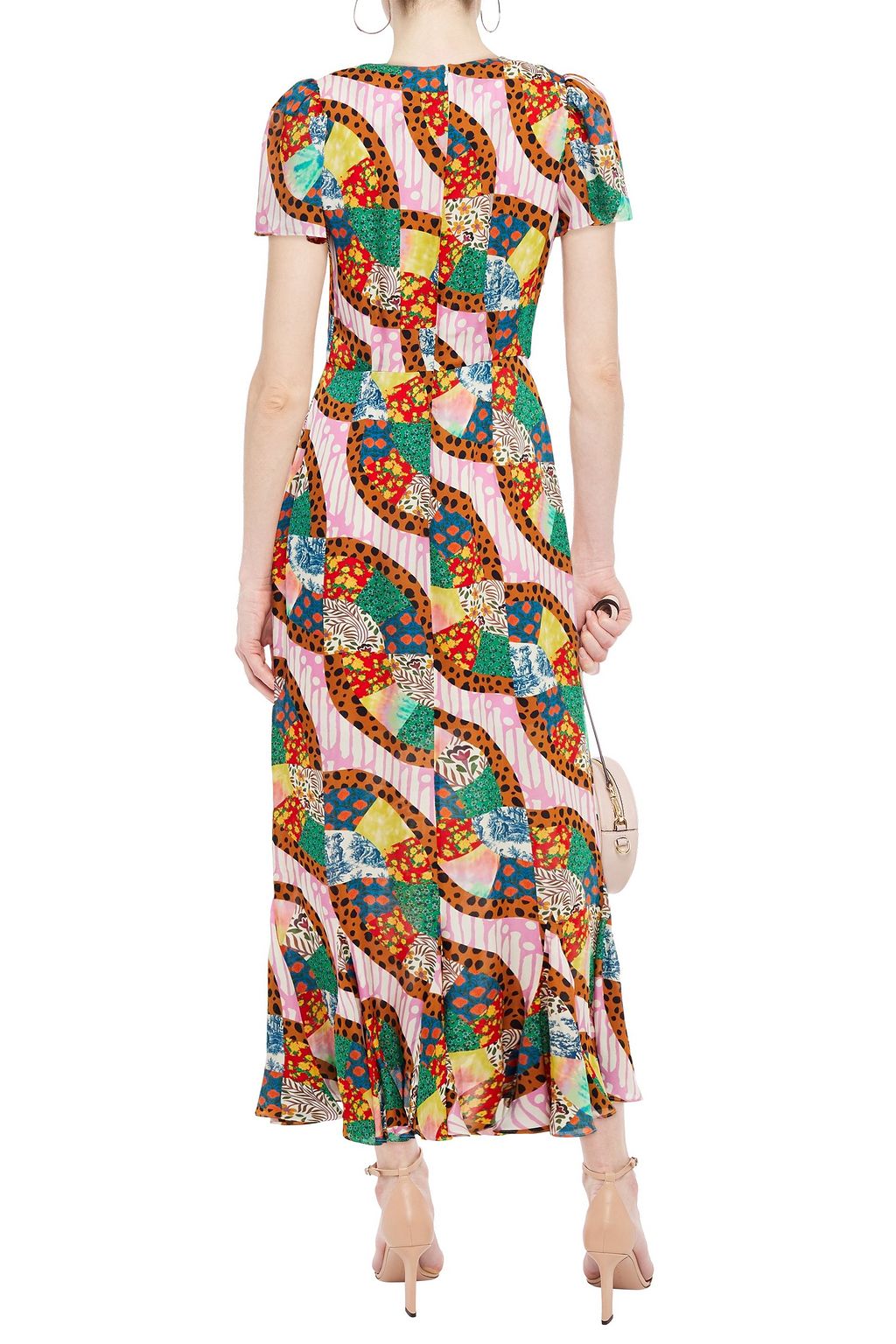 RHODE Lulani fluted floral-print satin-crepe midi dress