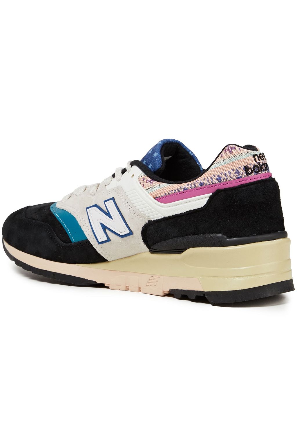 NEW BALANCE Suede, leather and embroidered canvas sneakers