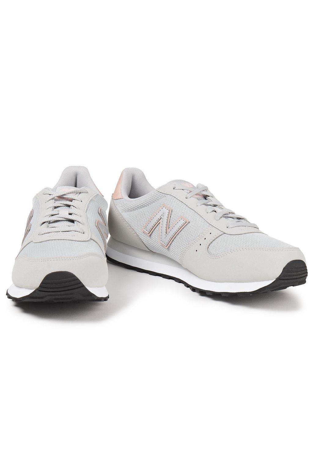 NEW BALANCE Suede-trimmed leather and mesh sneakers
