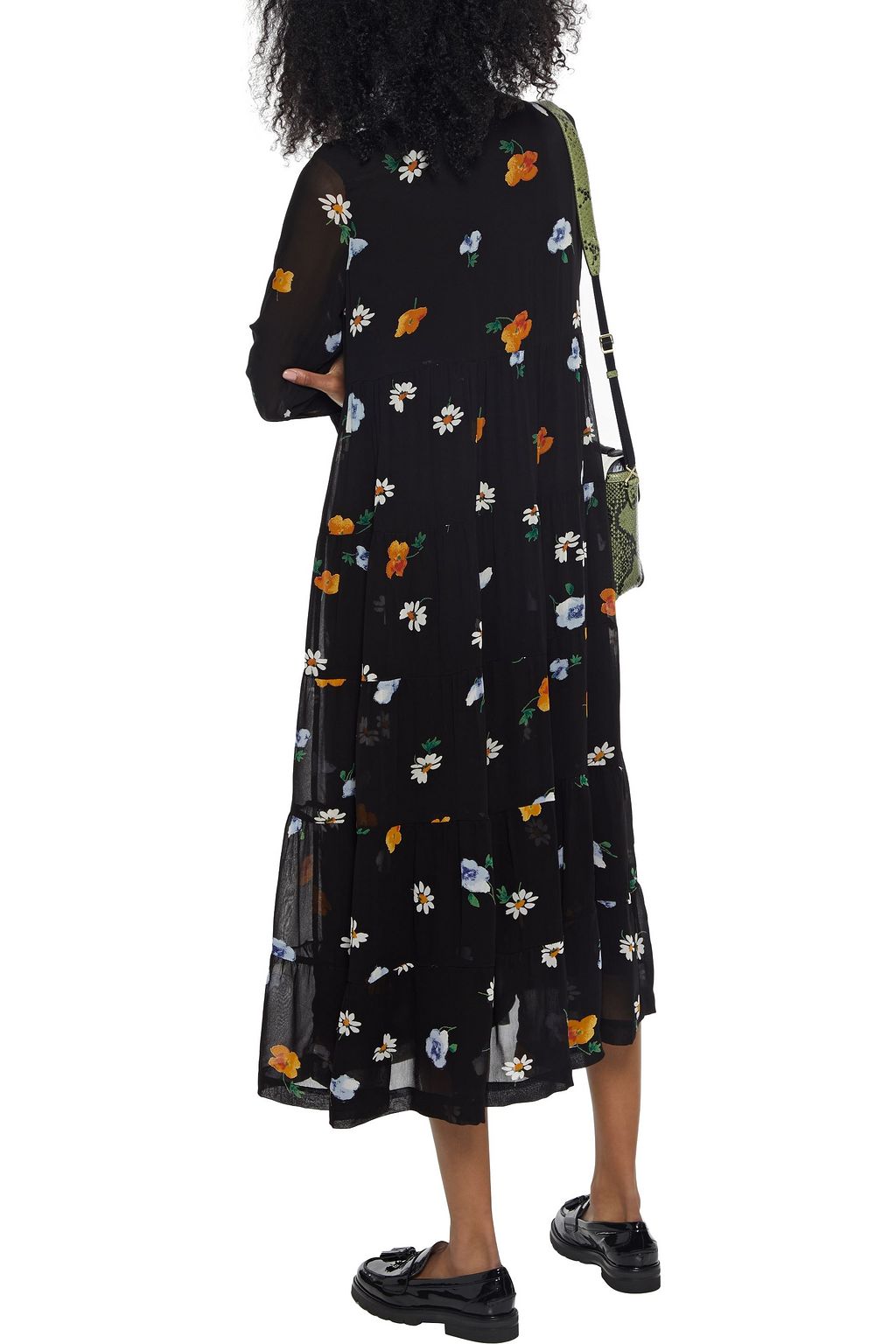 GANNI The Kate tiered floral-print chiffon midi dress