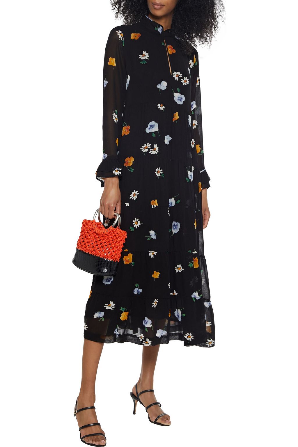 GANNI The Kate tiered floral-print chiffon midi dress
