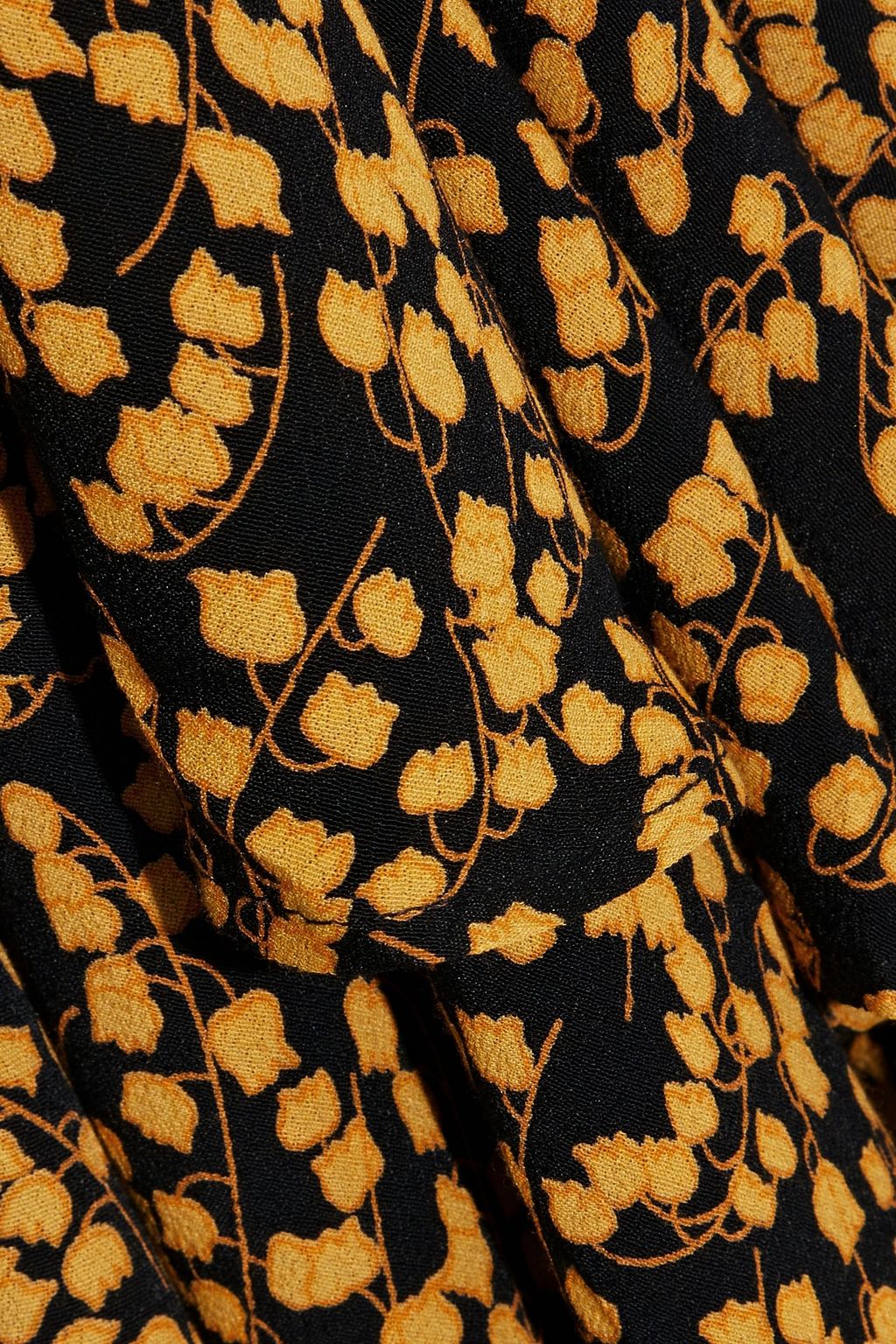 GANNI The Dexter ruffled floral-print crepe midi wrap dress