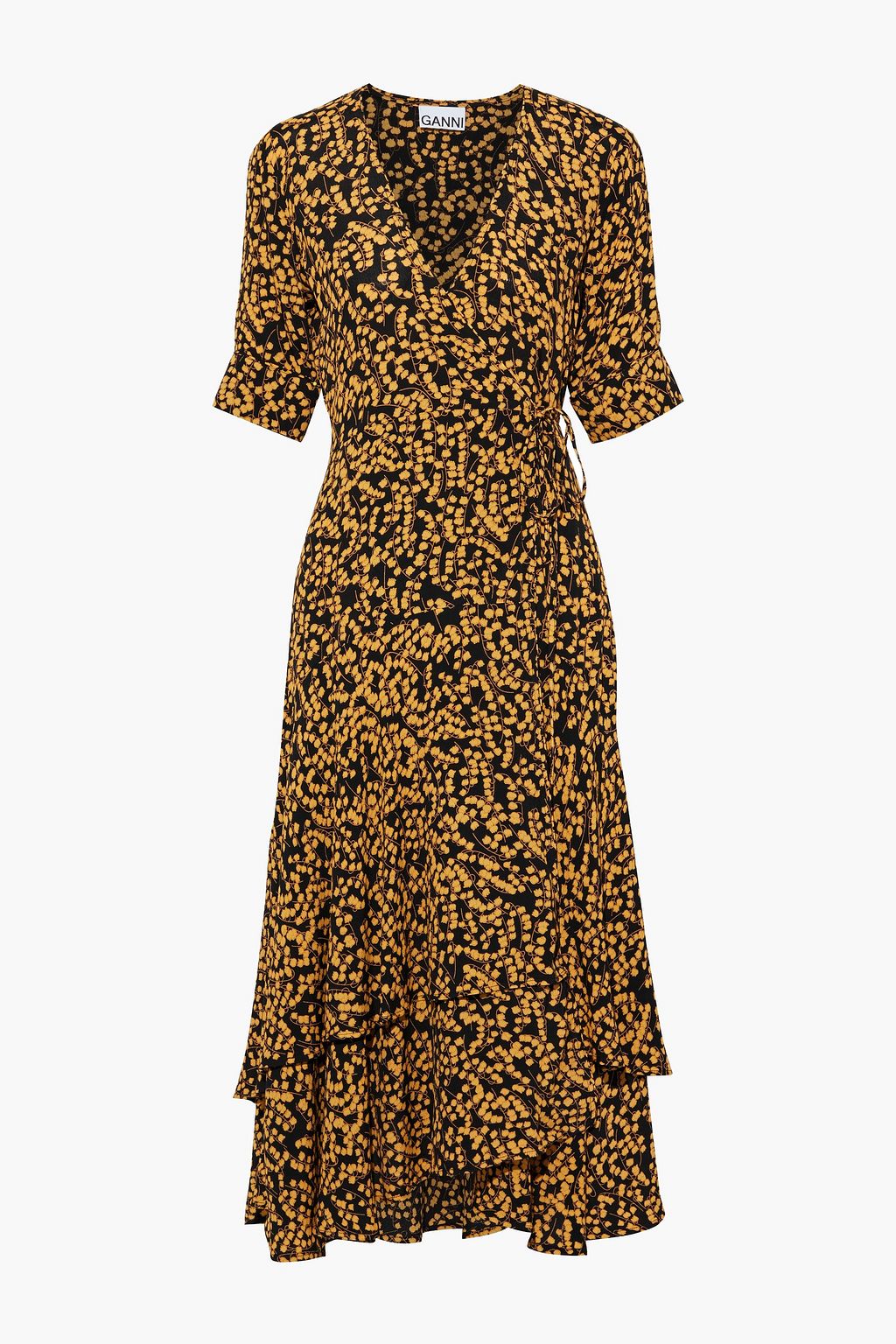 uo anna linen mixed plaid midi wrap dress
