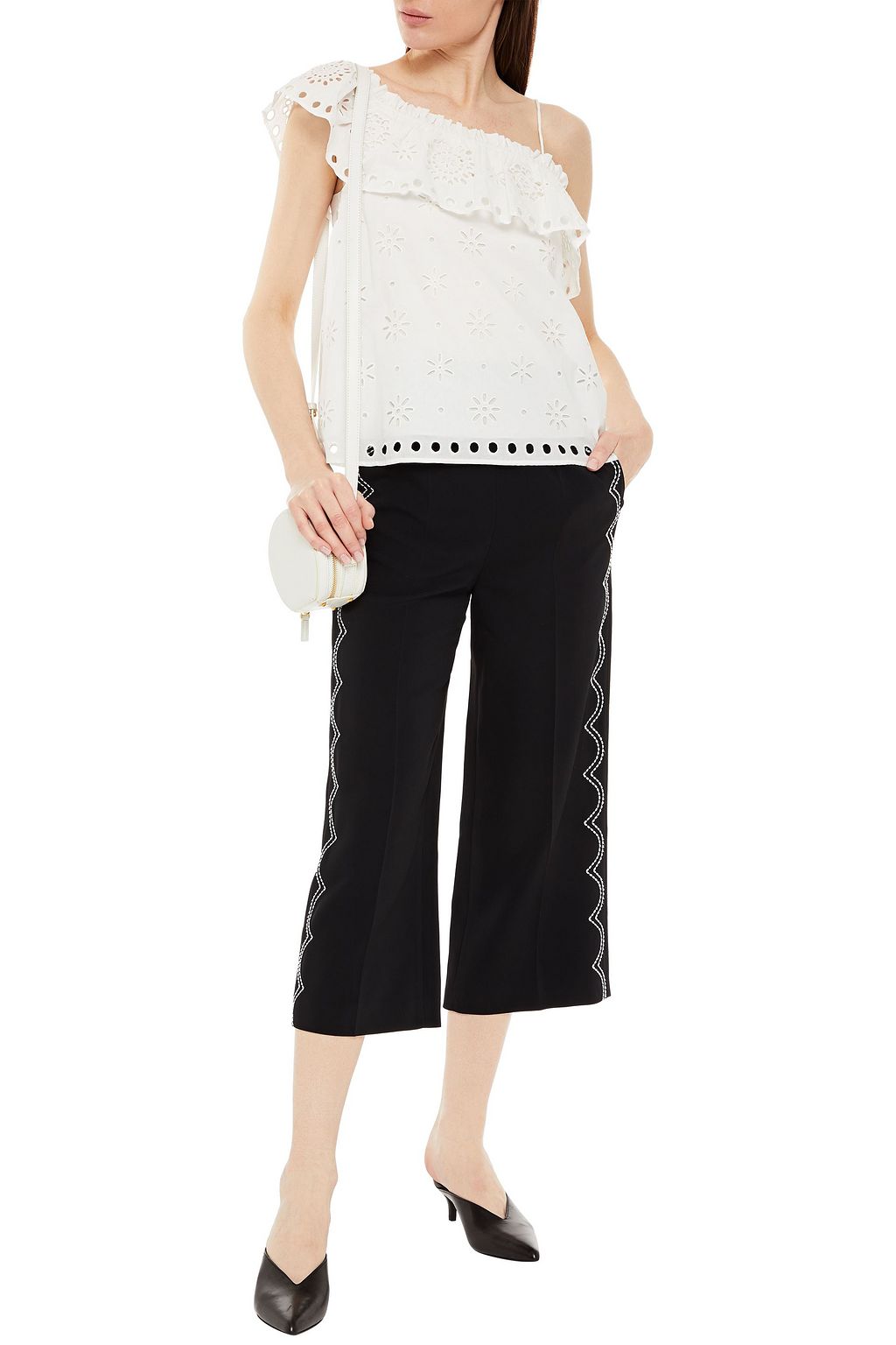 REDVALENTINO Topstitched crepe culottes