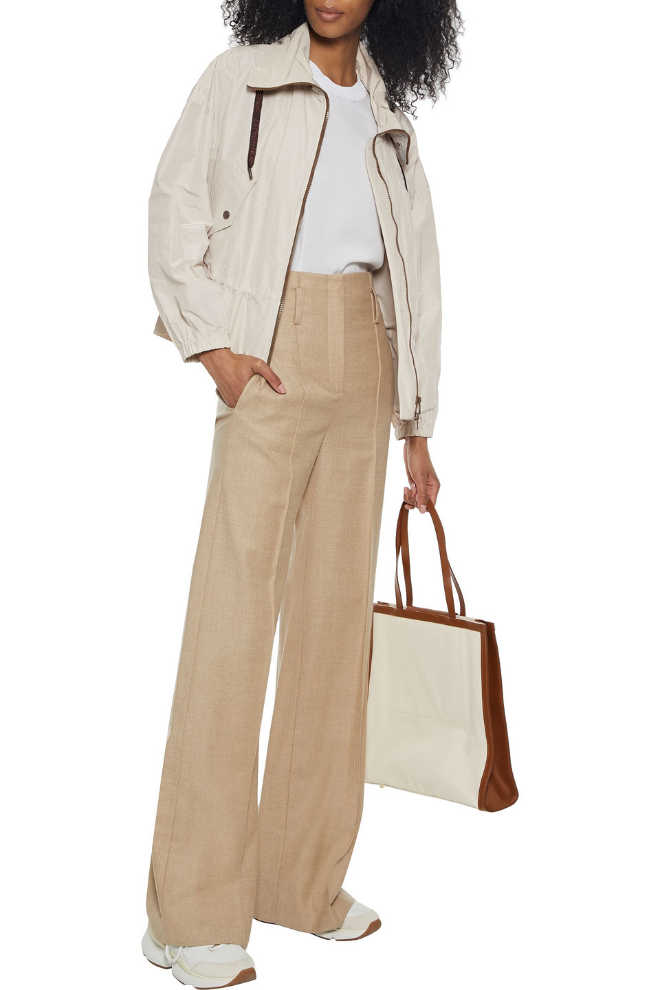 Brunello Cucinelli Gathered Shell Jacket In Neutral