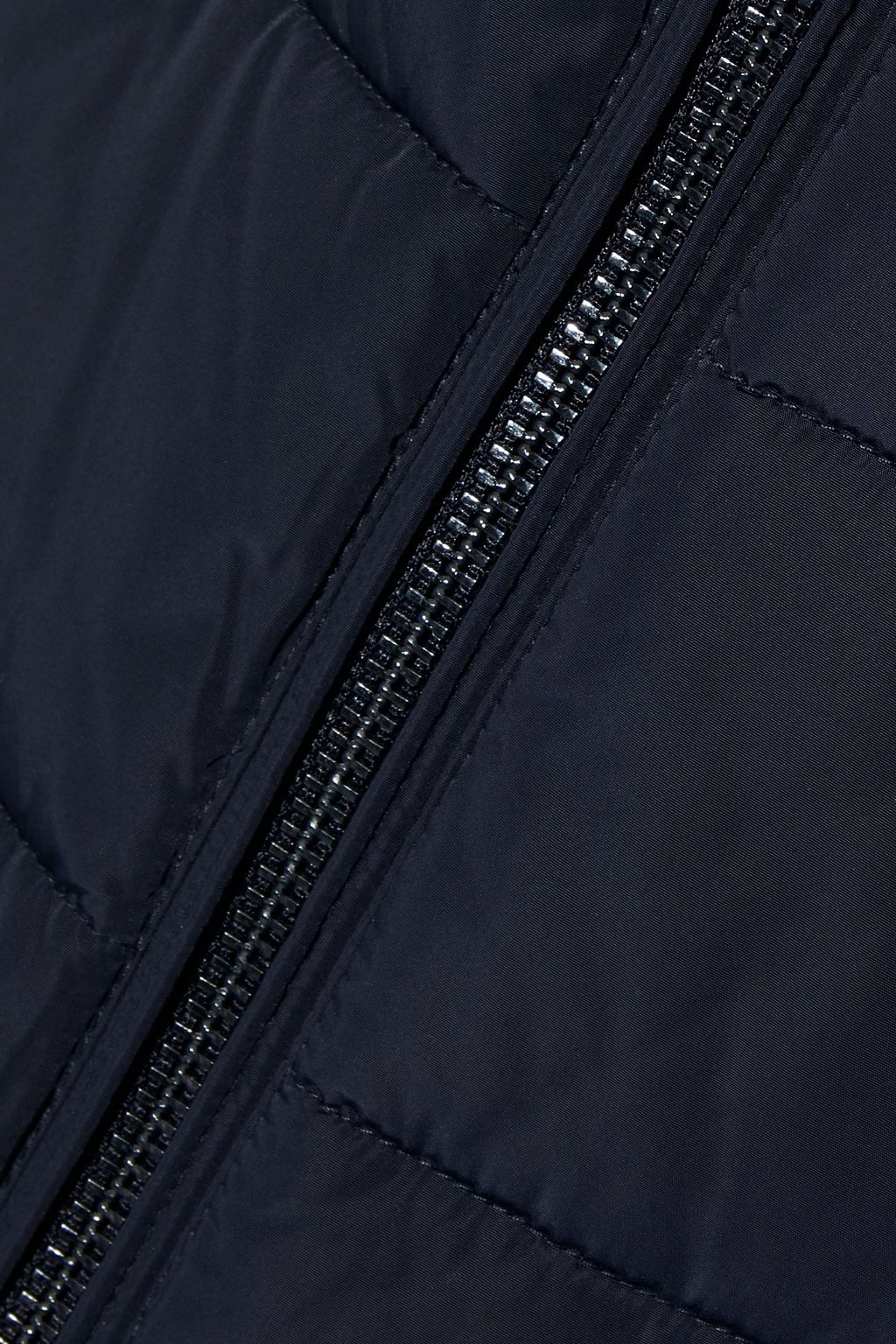 DKNY Faux fur-trimmed quilted shell hooded coat