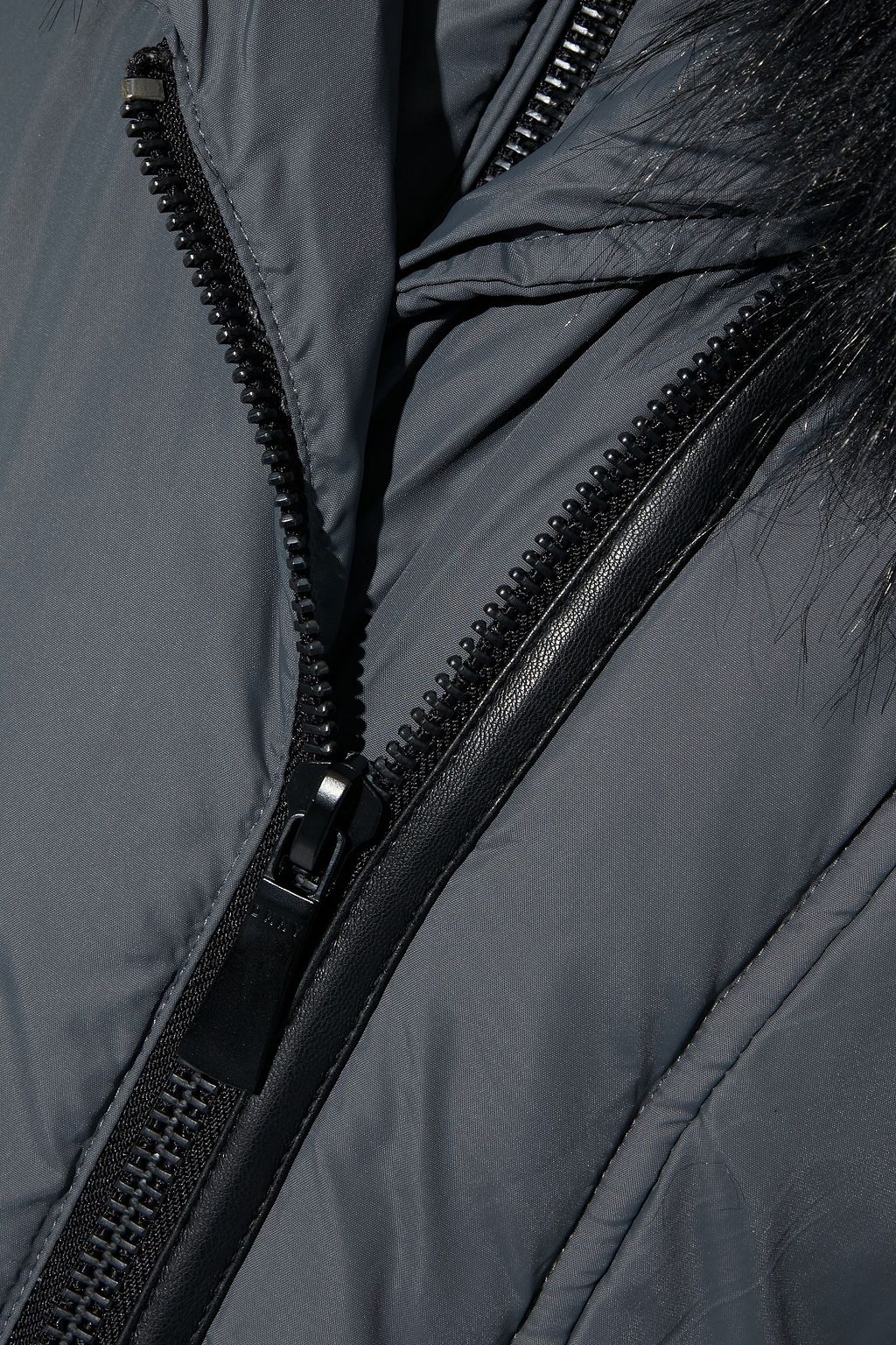 DKNY Faux fur-trimmed quilted shell hooded coat