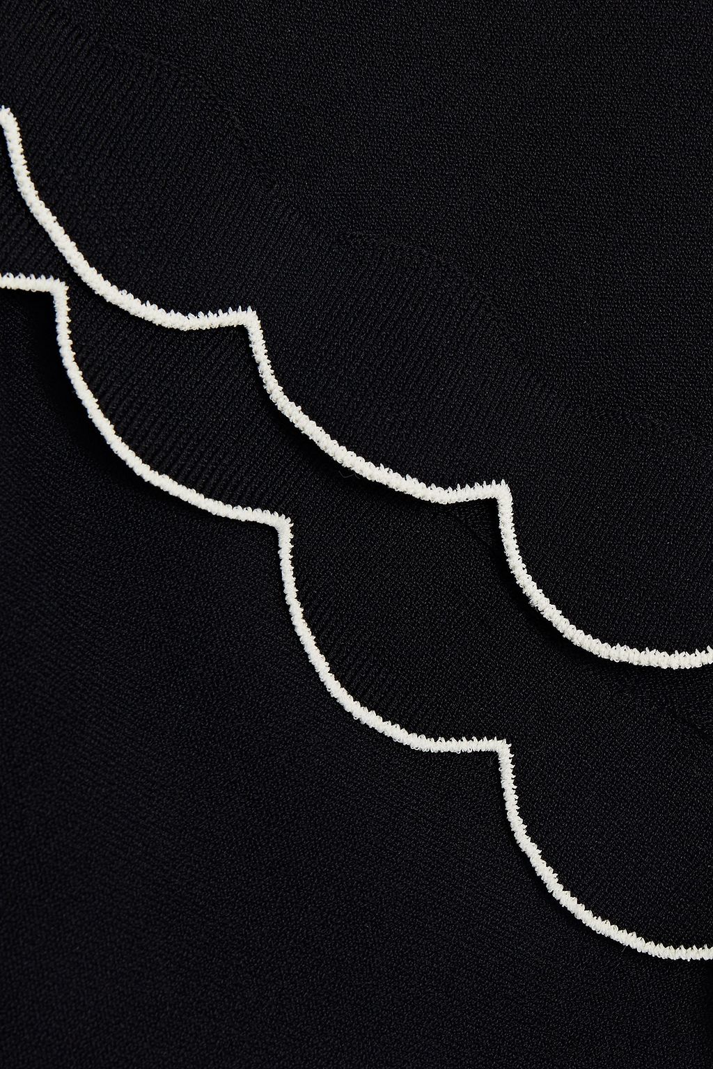 MCQUEEN Cropped scalloped two-tone stretch-knit cardigan