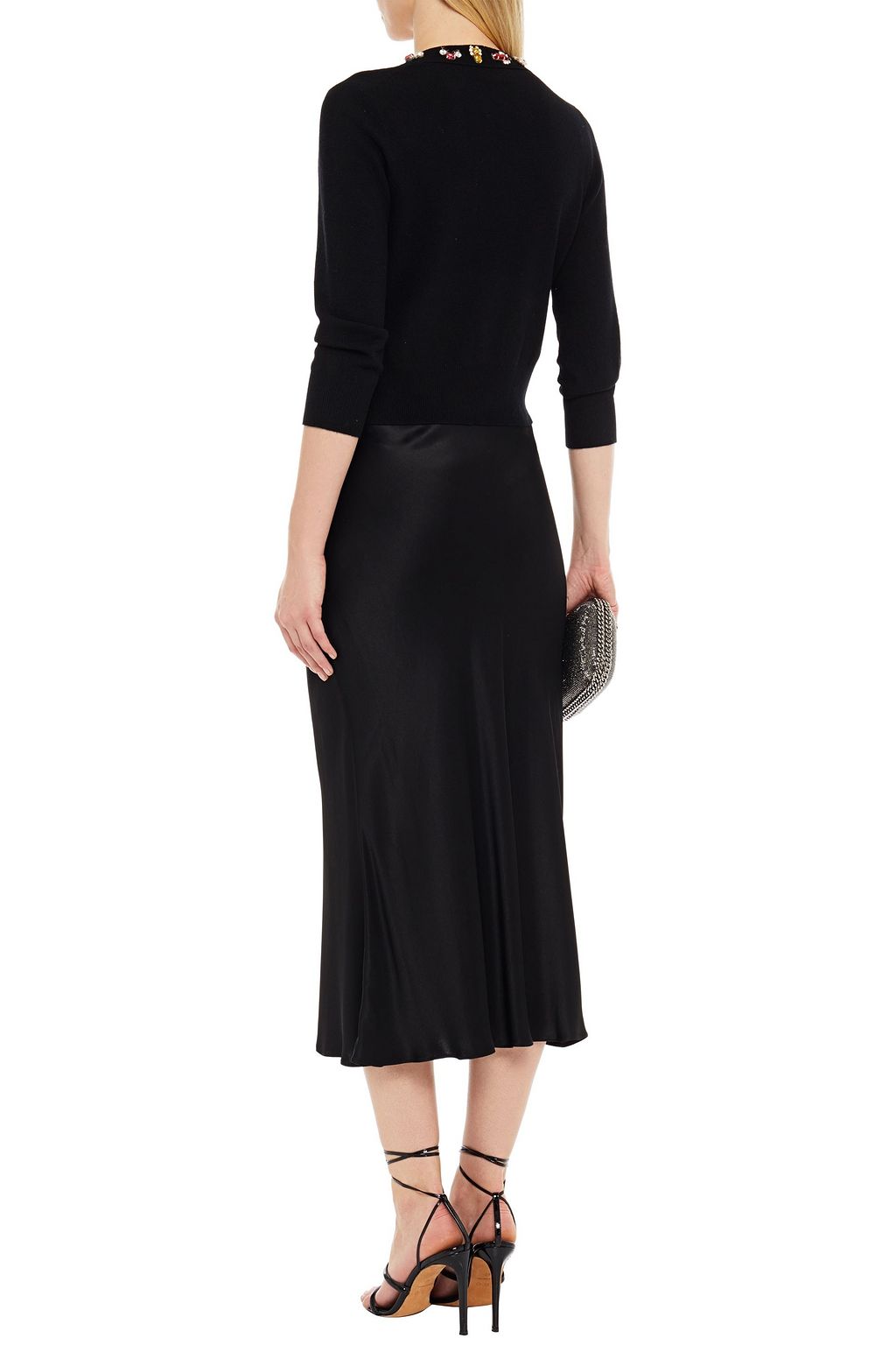 MCQUEEN Cutout crystal-embellished wool cardigan