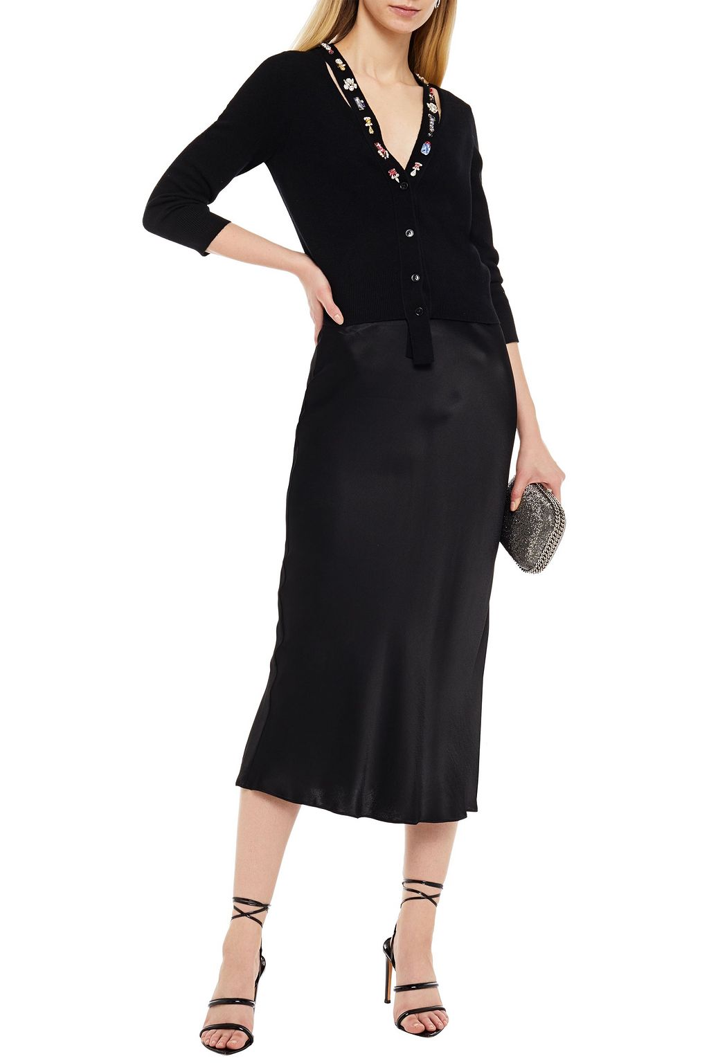 MCQUEEN Cutout crystal-embellished wool cardigan