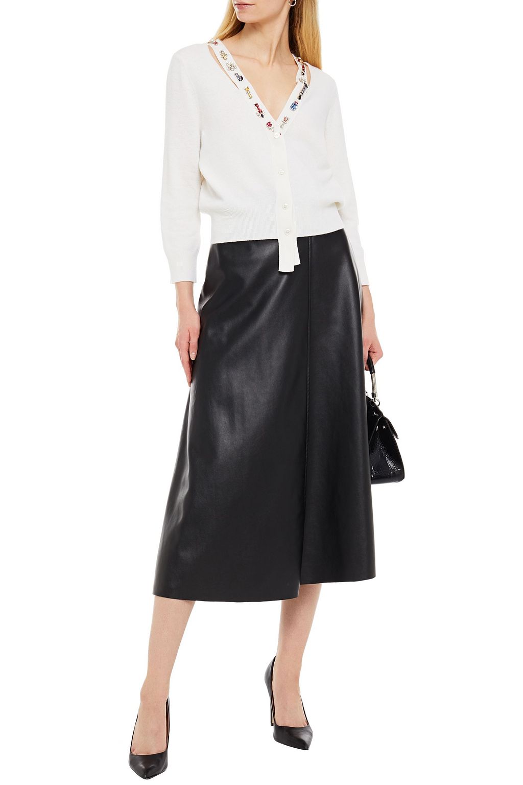 MCQUEEN Cutout crystal-embellished wool cardigan